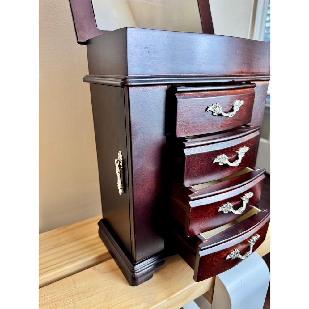 Vintage Wood Jewelry Box Romantic Whimsigoth Armoire Tabletop Organizer - Picture 7 of 14